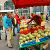snoupi > Avranches - 2009 - Tomates au Marché - Judy ponders some mighty luscious looking tomatoes  (Yes, they did smell and taste as good as they looked!)